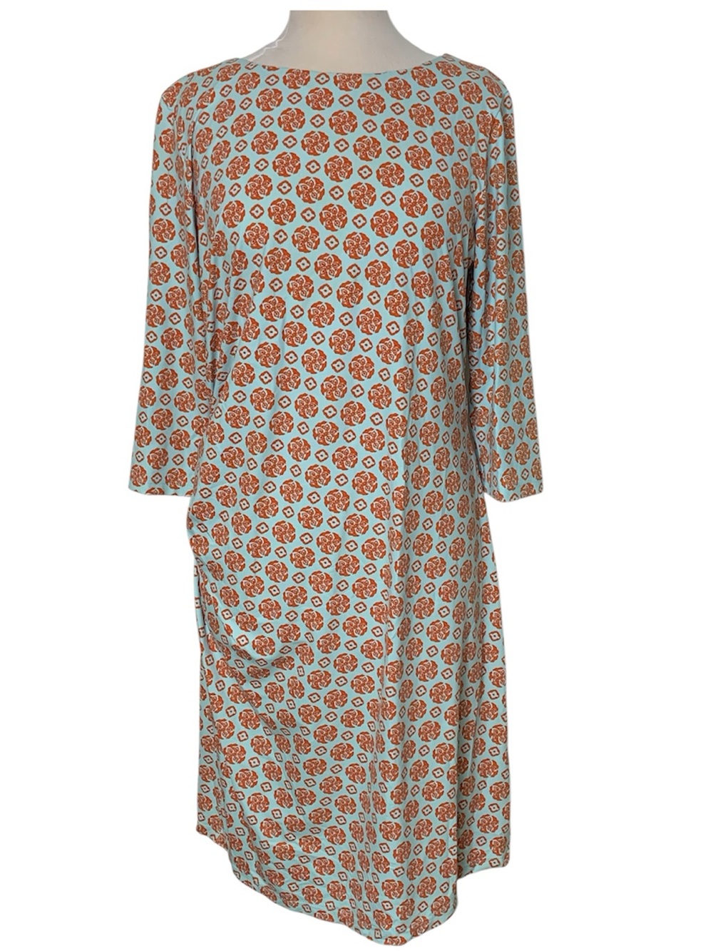 J. McLaughlin Catalina Cloth Light Blue and Orange Floral Sheath Dress XL